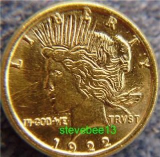 50 1922 PEACE DOLLAR MINIATURE GOLD COINS ***** PLUS FREE GOLD 