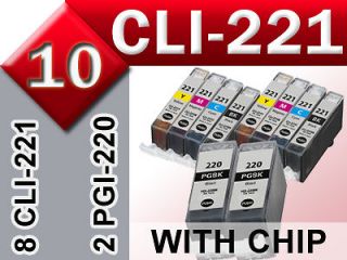 10 new ink set for canon cli 221 pgi 220