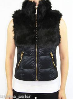 NWT Juicy Couture Puffer/Nylon Black Touch of Fur Vest Jacket XS S M 