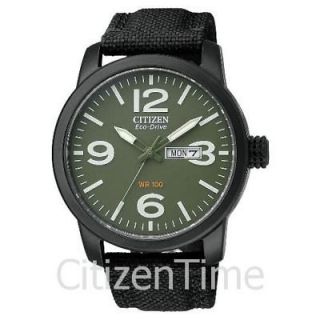 new citizen black military eco drive watch bm8475 00x time