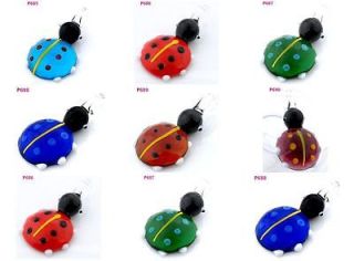 6pcs new ladybug lampwork Murano art glass beaded pendant necklace 