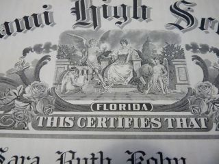 vintage 1929 miami high school florida diploma 