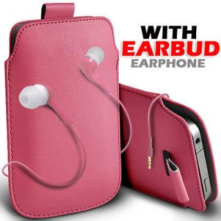 PULL TAB POUCH SKIN CASE COVER & EARBUD EARPHONE FOR VARIOUS PHONES