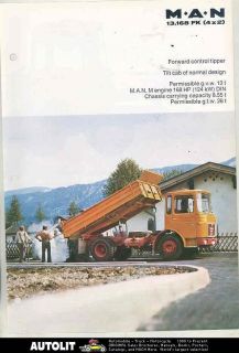 1976 MAN 13.168 FK 4X2 8.5 Ton Diesel Dump Truck Brochure