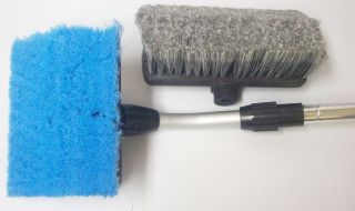 10 & 8 Flow Thru Truck RV Car Wash Brushes with 1 Expandable Handle