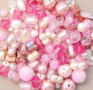 SALE LARGE LOT 140+ Pink & White Bead Mix Sizes 4  15mm *Pearls 