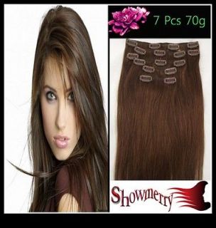 CLIP IN REMY REAL HUMAN HAIR EXTENSIONS 7PCS FULL HEAD 18COLORS ANY 