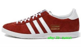 ADIDAS GAZELLE OG SUEDE Trainers Dark Red White vintage kick new UK8