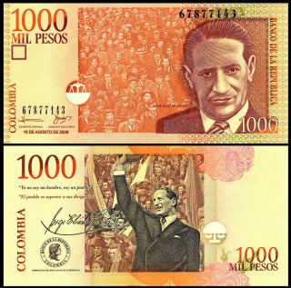 Colombia P 456m 1000 Pesos Year 2009 Unc. Banknotes South America