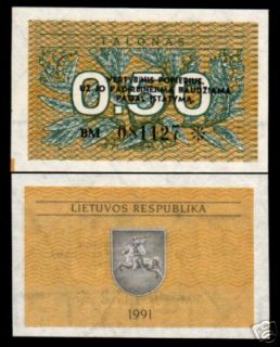 LITHUANIA 50 CENTS 1991 EURO EUROPE EURO HORSE UNC NOTE 