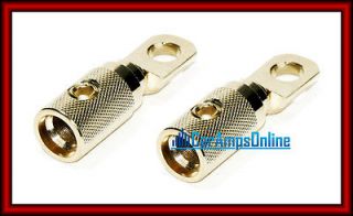 NEW PAIR OF 0 GAUGE HEAVY DUTY CAR STEREO ZERO AWG GOLD PLATED 
