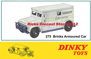 Dinky Toys 275 Brinks Armoured Car Truck Poster Display Sign Leaflet