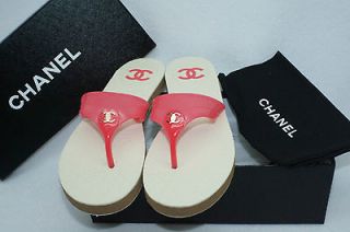 Chanel CC Entre Doigts Pink Thongs Shoes Sandals Size 40 NIB
