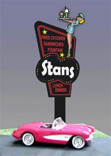 Animated Billboard Sign Stans Drive In HO O Miller 7681 NEW