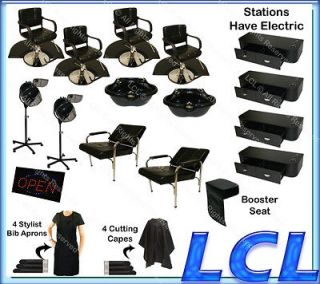 Station Package Barber Chair Shampoo Bowl Hair Styling Station Salon 
