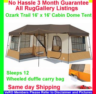 Ozark Trail 16 x 16 CABIN DOME FAMILY VACATION TENT WT121616 1 CAMPING 
