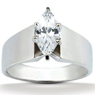 01 Ct. marquise diamond engagement solitaire ring 14K solid white 