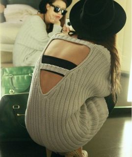 Women Sweater New Sweater Fashion Backless Sweater Knitwear Maglia 