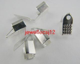 Wholesale Lots Silver Color Fold Over Crimp Beads Cord End Tips 8mm 30 