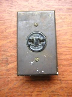 Vintage Brass & Ceramic Hubbell Electric Outlet