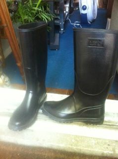 Testoni Calf Length Black Rain Boots Mens Size 10 EU 44 New No Box 