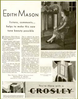Soprano Edith Mason in 1929 Crosley Tube Radios Ad