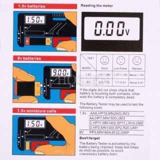   Universal Battery Tester Volt Meter for 9V 1 5V and AA AAA Cell