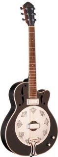  is a biscuit resonator guitar with cutaway for upper fret access 