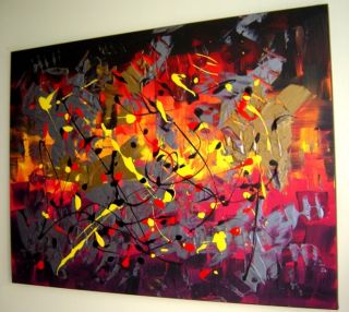   ART ABSTRACT MODERN LARGE ACRYLIC PAINTING Eugenia Abramson