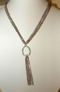 ABS by Allen Schwartz Multi Strand Pendant Necklace Pave Crystal on 