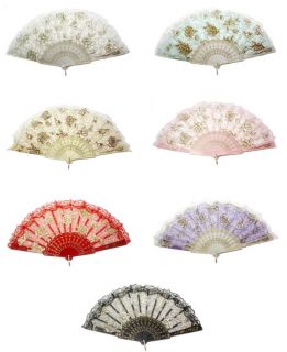   Silk Folding Hand Fan Rose Design Ladys Fashion Accessories