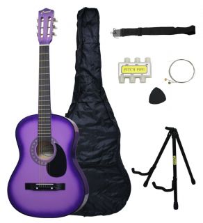   Crescent Beginners Purple Acoustic Guitar Stand Accessory Pack