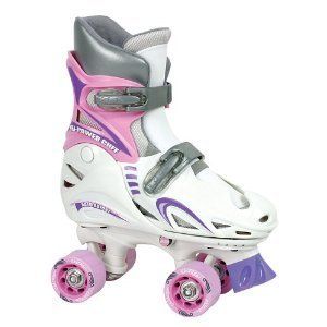   Beginer Girls Adjustable Quad Skate Outside Sports Roller Skating New
