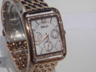 Relic by Fossil Rose Gold Addison Chrono Glitz Crystals Womens Watch 