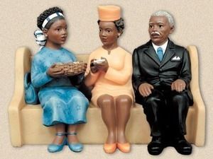 African American Church Pews Figurines Collection Plate