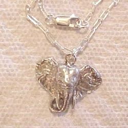 African Elephant Pendant 22Openlink Chain Sterling