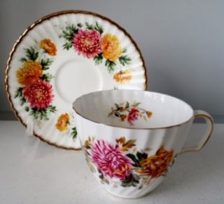 adderley bone china england chrysanthemum cup saucer