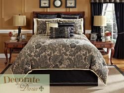 Alamosa Black Tan Comforter 4 PC Set King Bed Veratex Bedding Shams 