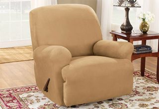 Sure Fit Stretch Suede Recliner Slipcover   Camel