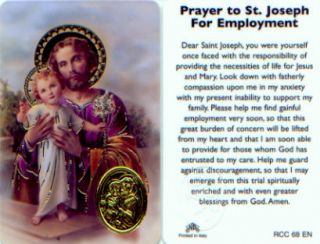 Prayer Cards   To Saint St Joseph for employment, find a job holy 