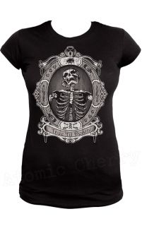 Steady True Till Death T Shirt Retro Punk Horror Skeleton Gothic Dead 