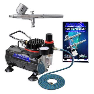 Gravity Dual Action Airbrush Kit Set Air Compressor Spray Auto Paint 