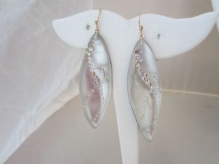 ALEXIS BITTAR Crystal Encrusted Silver Lucite Drop Earrings nwt 250