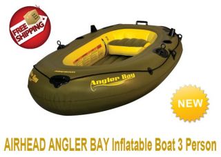 Airhead Angler Bay Inflatable Boat 3 Person 2 Rod Holders Lightweight 