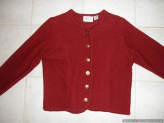 Alexandra Bartlett Cardigan Sweater Petite Small 100 Wool Dark Red 