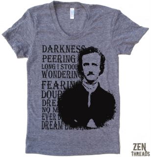 Womens Edgar Allan Poe T Shirt American Apparel s XL