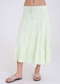 Allen Allen Linen Tiered Skirt Green New Womens Small