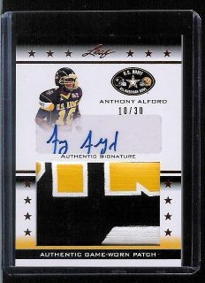 2012 Leaf Army Anthony Alford Southern Miss QB Jumbo Bronze Patch Auto 