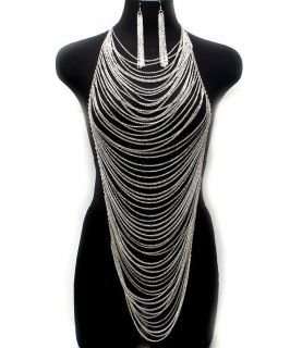 CELEBRITY INSPIRED BOSSY CHIC BODY CHAIN W/ EARRINGS 4TH OF JULY SUPER 