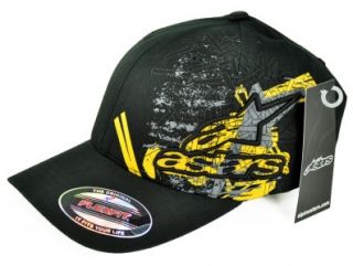 New Alpinestars Flex Fit Ball Hat Cap Motocross Attack Black Yellow 